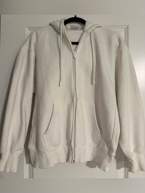 NWOT ARITZIA White Boyfriend Fit Zip-Up Hoodie - Size XS